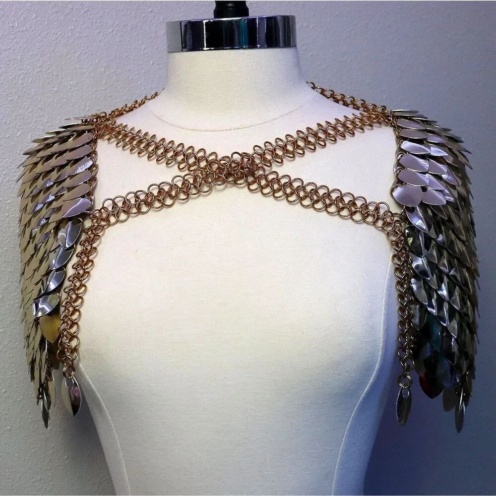 New Without Tags Gold Scalemaile Chain Maile Shoulder Epaulettes Festival